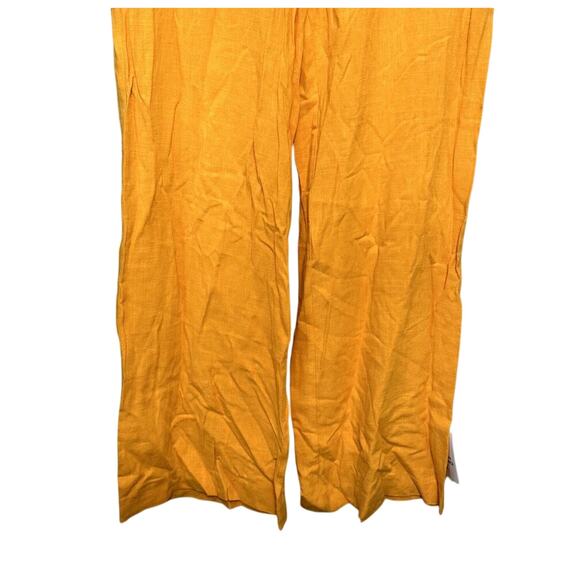 ASOS Wide Leg Pants High Rise Side Pockets Linen Blend Orange Women's US 10 NWT - Picture 3 of 11